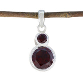 Garnet Dainty Russian 925 Silver Toi et Moi Red Pendant