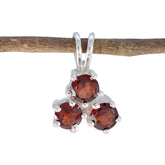 Garnet Delicate Russian Silver Trilogy Red Pendant
