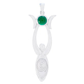Green onyx Tiny Italian 925 Silver Solitaire Green Pendant