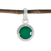 Green Onyx Whisper-thin Mexican Sterling Silver Solitaire Green Pendant