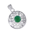 Indian Emerald Statement French 925 Silver Solitaire Green Pendant
