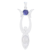Iolite Tiny Spanish 92.5 Silver Solitaire Blue Pendant
