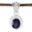 Iolite Classic Moroccan 92.5 Silver Solitaire Blue Pendant