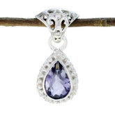 Iolite Featherlight Moroccan 92.5 Silver Solitaire Blue Pendant