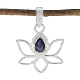 Iolite Delicate French Sterling Silver Solitaire Blue Pendant