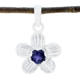 Iolite Dainty German Sterling Silver Solitaire Blue Pendant