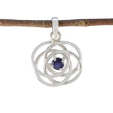 Iolite Delicate French Sterling Silver Solitaire Blue Pendant