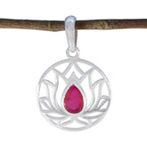 Indian Ruby Dainty German Silver Solitaire Red Pendant