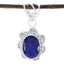 Indian Blue Sapphire Mid-weight Mexican Silver Solitaire Blue Pendant