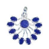 Indian Blue Sapphire Statement Egyptian Sterling Silver multiple Blue Pendant