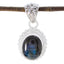 Labradorite Essential Egyptian Silver Solitaire Grey Pendant
