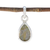 Labradorite Elegant Korean Silver Solitaire Grey Pendant