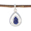 Lapis Lazuli Delicate French Silver Solitaire Blue Pendant
