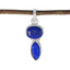 Lapis Lazuli Whisper-thin Russian Sterling Silver Toi et Moi Blue Pendant