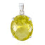 Lemon Quartz Statement Mexican Sterling Silver Solitaire Yellow Pendant
