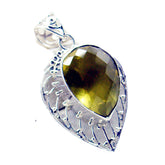 Lemon Quartz Chunky Mexican Silver Solitaire Mila Rope-Wire Yellow Pendant Jewelry
