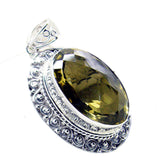 Lemon Quartz Chunky Egyptian Silver Solitaire Nova Rope-Wire Yellow Pendant Jewelry