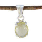 Lemon Quartz Dainty Spanish 92.5 Silver Solitaire Yellow Pendant