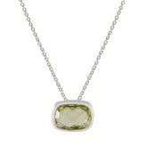 Lemon Quartz Classic German Silver Solitaire Yellow Pendant