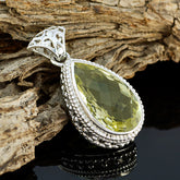 Lemon Quartz Featherlight American 925 Silver Solitaire Audrey Feminine Yellow Pendant Jewelry