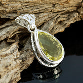 Lemon Quartz Featherlight Mexican 92.5 Silver Solitaire Aurora Graceful Yellow Pendant Jewellery