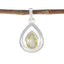 Lemon Quartz Delicate German Sterling Silver Solitaire Yellow Pendant