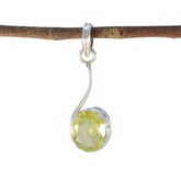 Lemon Quartz Elegant Japanese 925 Silver Solitaire Yellow Pendant