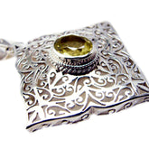 Lemon Quartz Chunky Italian 92.5 Silver Solitaire Alejandra Geometric Yellow Pendant Jewellery