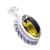Lemon Quartz Chunky Turkish Sterling Silver Solitaire Olivia Rope-Wire Yellow Pendant Jewellery