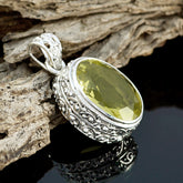 Lemon Quartz Chunky Turkish 925 Silver Solitaire Addison Boho Yellow Pendant Jewelry