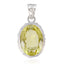 Lemon Quartz Chunky Turkish 925 Silver Solitaire Yellow Pendant