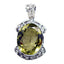 Lemon Quartz Chunky Mexican 92.5 Silver Solitaire Yellow Pendant