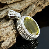 Lemon Quartz Chunky American 92.5 Silver Solitaire Agnes Artisan Yellow Pendant Jewellery