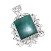 マラカイトステートメントアメリカン92.5シルバーソリティアジュリアロープワイヤーグリーンペンダントジュエリー