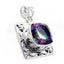 Mystic Quartz Statement Turkish Sterling Silver Solitaire multicolor Pendant