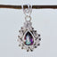 Mystic Quartz Whisper-thin Mexican Silver Solitaire multicolor Pendant