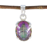 Mystic Quartz Featherlight German Sterling Silver Solitaire multicolor Pendant