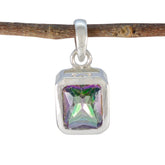 Mystic Quartz Dainty German Sterling Silver Solitaire multicolor Pendant