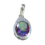 Mystic Quartz Tiny French Silver Solitaire multicolor Pendant