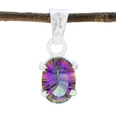 Mystic Quartz Dainty Spanish 92.5 Silver Solitaire multicolor Pendant