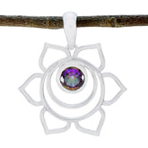 Mystic Quartz Dainty German Sterling Silver Solitaire multicolor Pendant