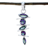 Mystic Quartz Featherlight Mexican Silver Penta multicolor Pendant