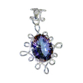 Statement-Anhänger aus russischem 92,5er Silber mit Mystic Quartz und mehrfarbigem Solitär