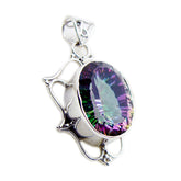 Mystic Quartz Statement Turkish 925 Silver Solitaire multicolor Pendant