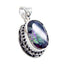 Mystic Quartz Statement Latin American Sterling Silver Solitaire multicolor Pendant