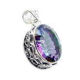 Mystic Quartz Statement Latin American Silver Solitaire multicolor Pendant