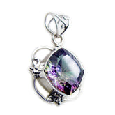 Mystic Quartz Statement Latin American Silver Solitaire multicolor Pendant