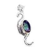 Mystic Quartz Statement Moroccan Sterling Silver Solitaire multicolor Pendant