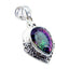 Mystic Quartz Statement Moroccan 92.5 Silver Solitaire multicolor Pendant
