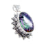 Mystic Quartz Statement Latin American 925 Silver Solitaire multicolor Pendant